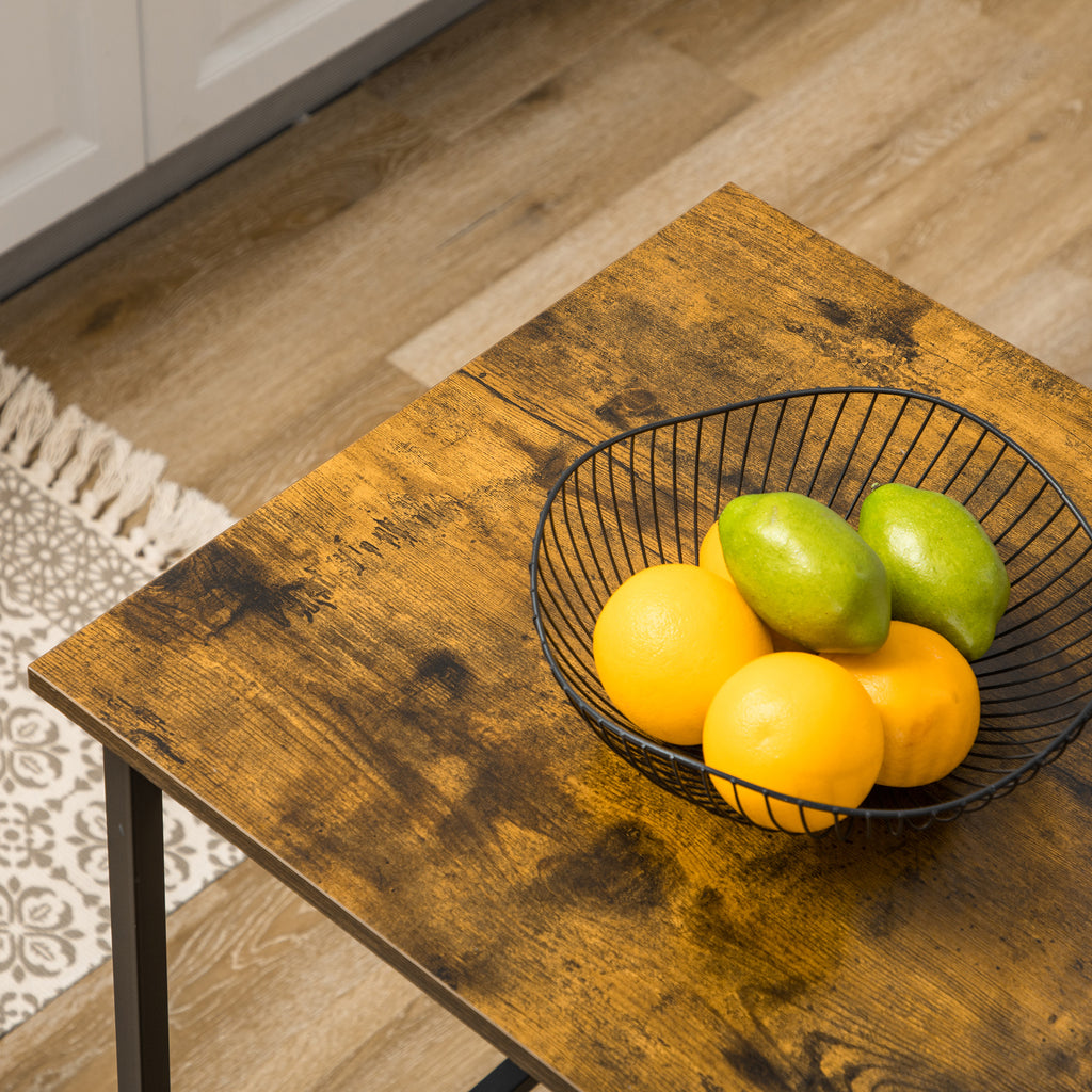 Ilot centra table de bar plateau latéral  rabattable et 3 étagères 120 x 76 x 91,4 cm Brun Rustique-7