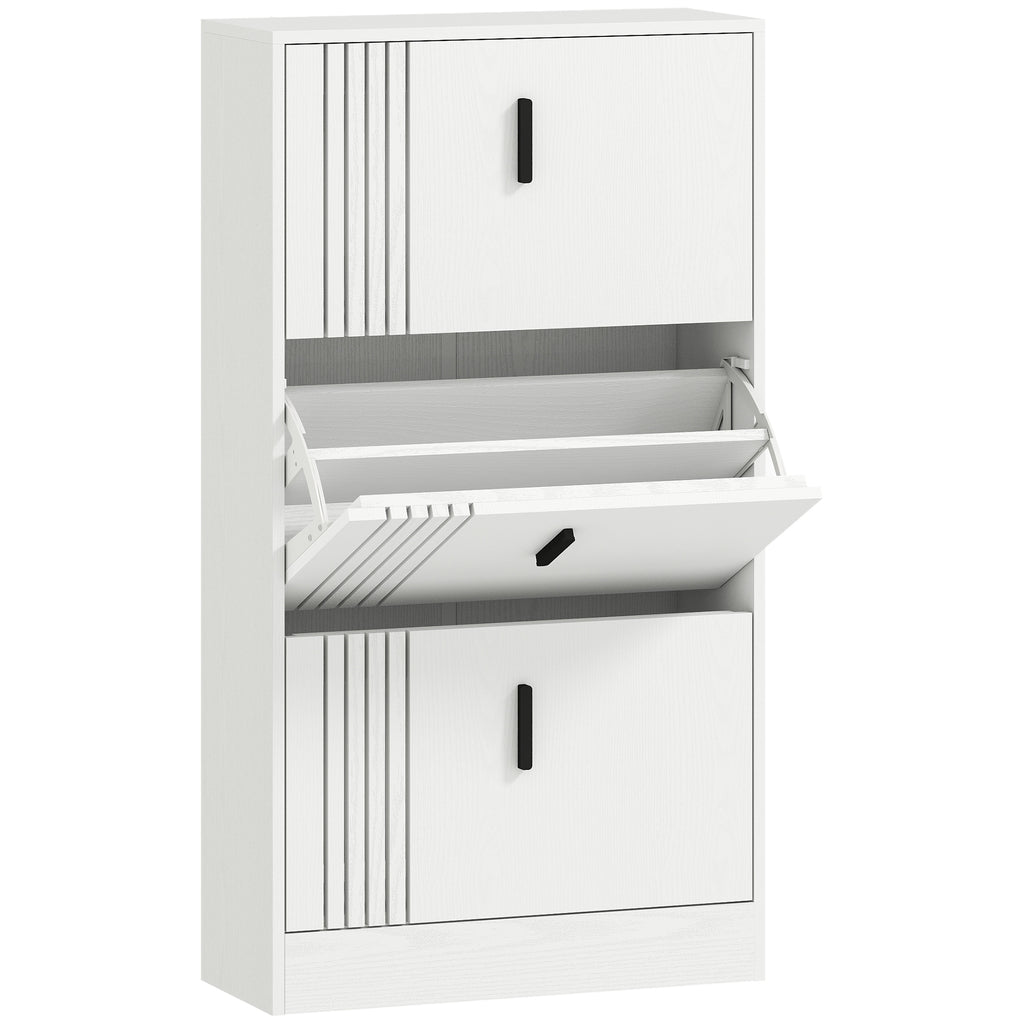 Meuble à chaussures armoire à chaussures à 3 abattants 18 paires grande capacité en bois 63 x 24 x 117 cm blanc-0