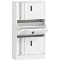 Meuble à chaussures armoire à chaussures à 3 abattants 18 paires grande capacité en bois 63 x 24 x 117 cm blanc-0