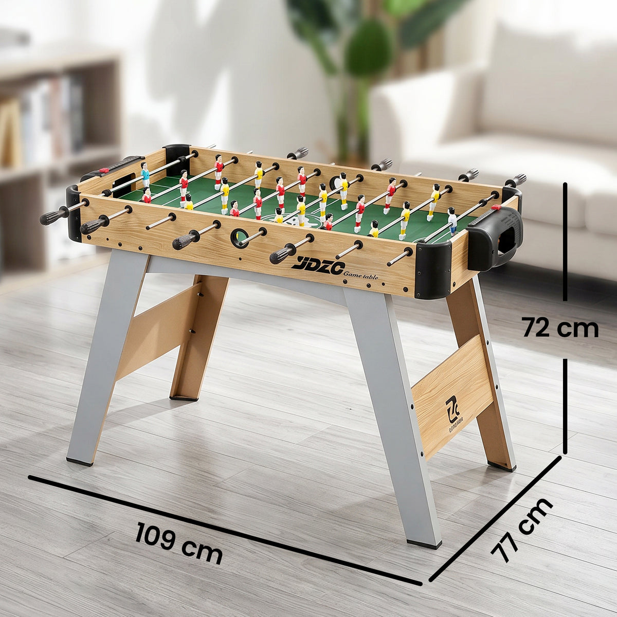 Baby-foot pour Enfants et Adultes, 22 Joueurs, 2 Ballons, 2 Compteurs de Points Manuels, 109 x 77 x 72 cm, Chêne Jaune-2