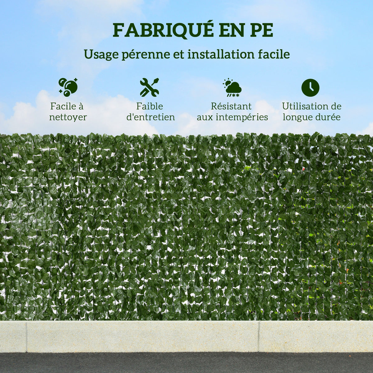 Haie Artificiel Brise-Vue décoration Rouleau 3L x 1,5H m Feuillage réaliste Anti-UV Vert foncé-3