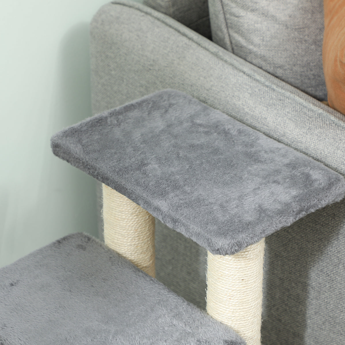 Escalier pour animaux domestiques réglable 3/4 marches échelle pour chat chien griffoirs sisal 70 x 32 x 68 cm gris-8