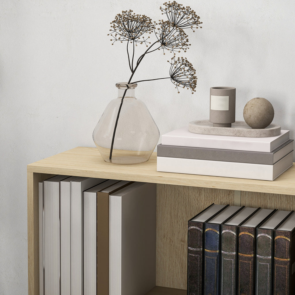 Bibliothèque étagère de rangement avec 2 compartiments et étagère réglable, 60 x 24 x 63 cm, effet bois naturel-7