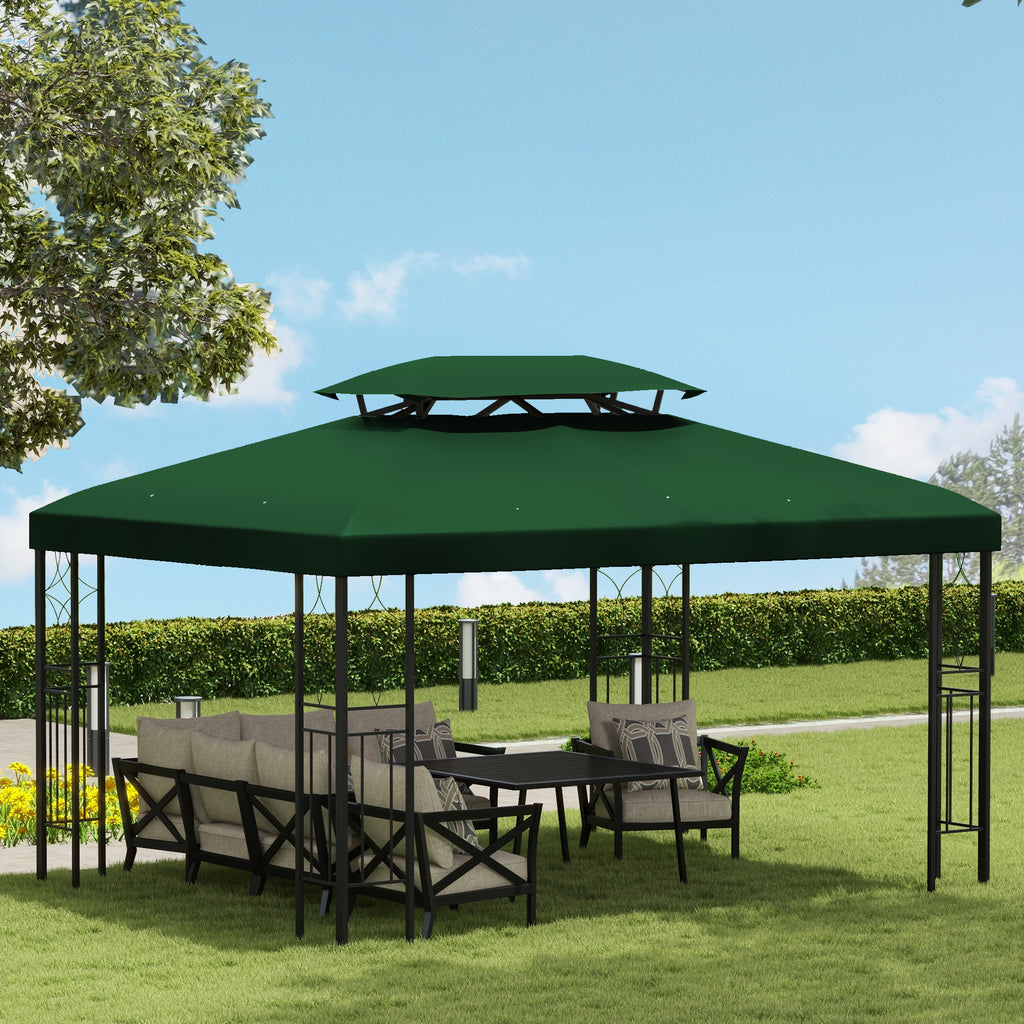 Toile de rechange pour pavillon tonnelle tente 3 x 4 m polyester haute densité 180 g/m² vert-6