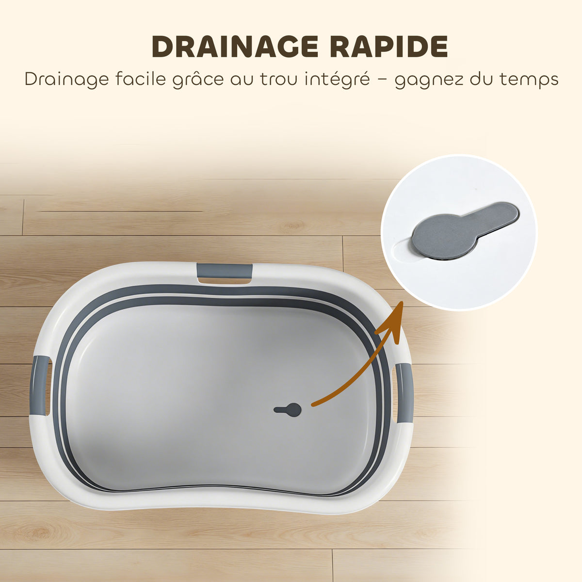 Baignoire pour Chien, Baignoire Pliable et Portable avec Trou de Drainage, pour Petits Chiens et Chiots, Gris-5