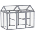Enclos poulailler 1,18 m², parc grillagé avec porte verrouillables, cadre en bois massif, 140 x 88,5 x 106 cm, gris-0