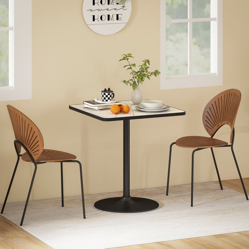 Table à manger pour 4 personnes table de cuisine style moderne avec plateau effet marbre et base ronde, 70 x 70 cm, blanc-7