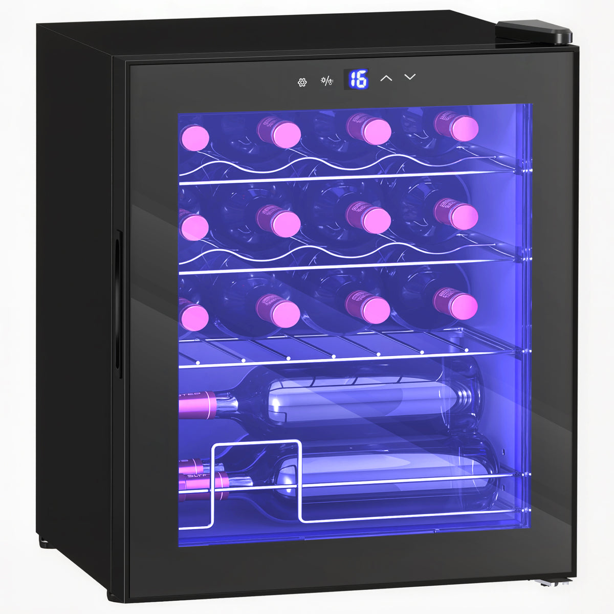 Cave à vin 16 bouteilles 42L, réfrigérateur à vin et boissons avec température réglable 5-18°C, porte en verre, noir-0