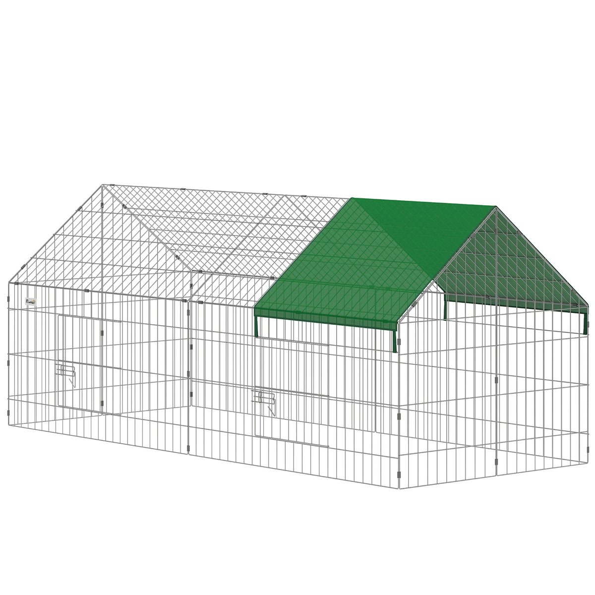 Parc Enclos Cage Lapin Extérieur avec Portes Verrouillables et Protection Pare-Soleil Toit, Acier, 180x75x75 cm, Vert-0