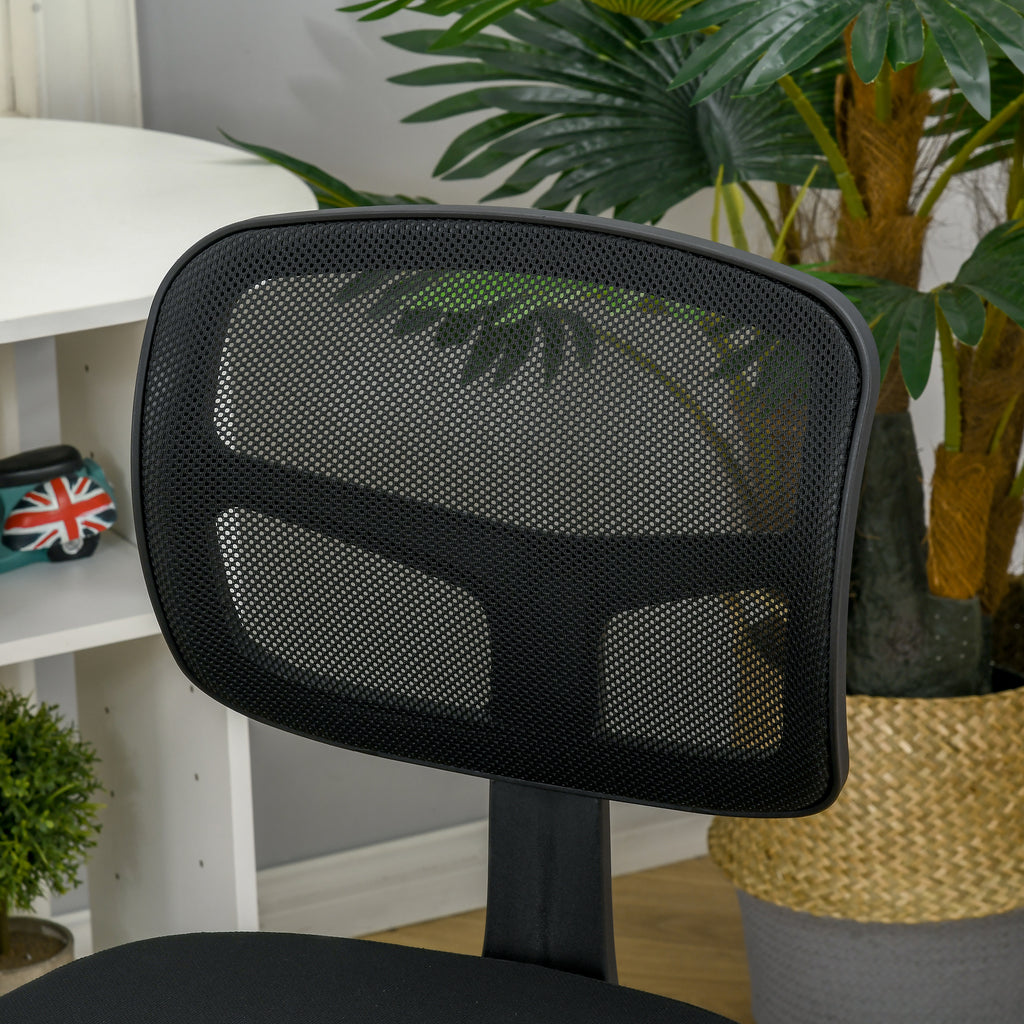 Chaise de bureau sans accoudoirs, fauteuil de bureau en maille, hauteur réglable, assise rembourré, pivotant 360°, noir-7