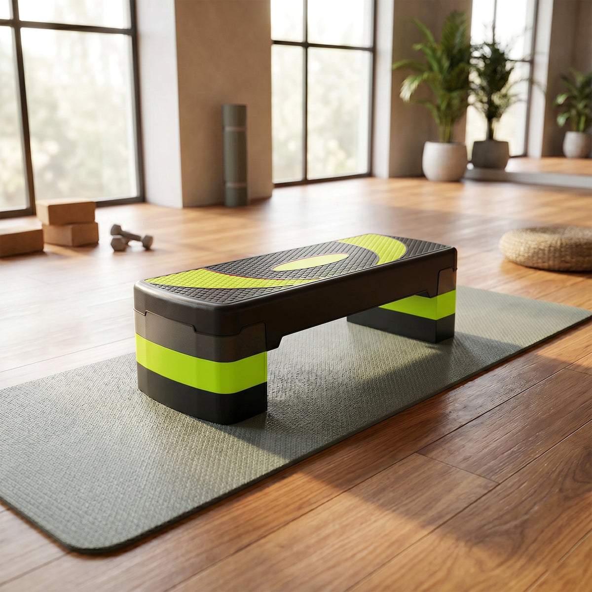 Stepper fitness aérobic hauteur réglable surface antidérapante 80 x 31 x 20 cm noir vert-1