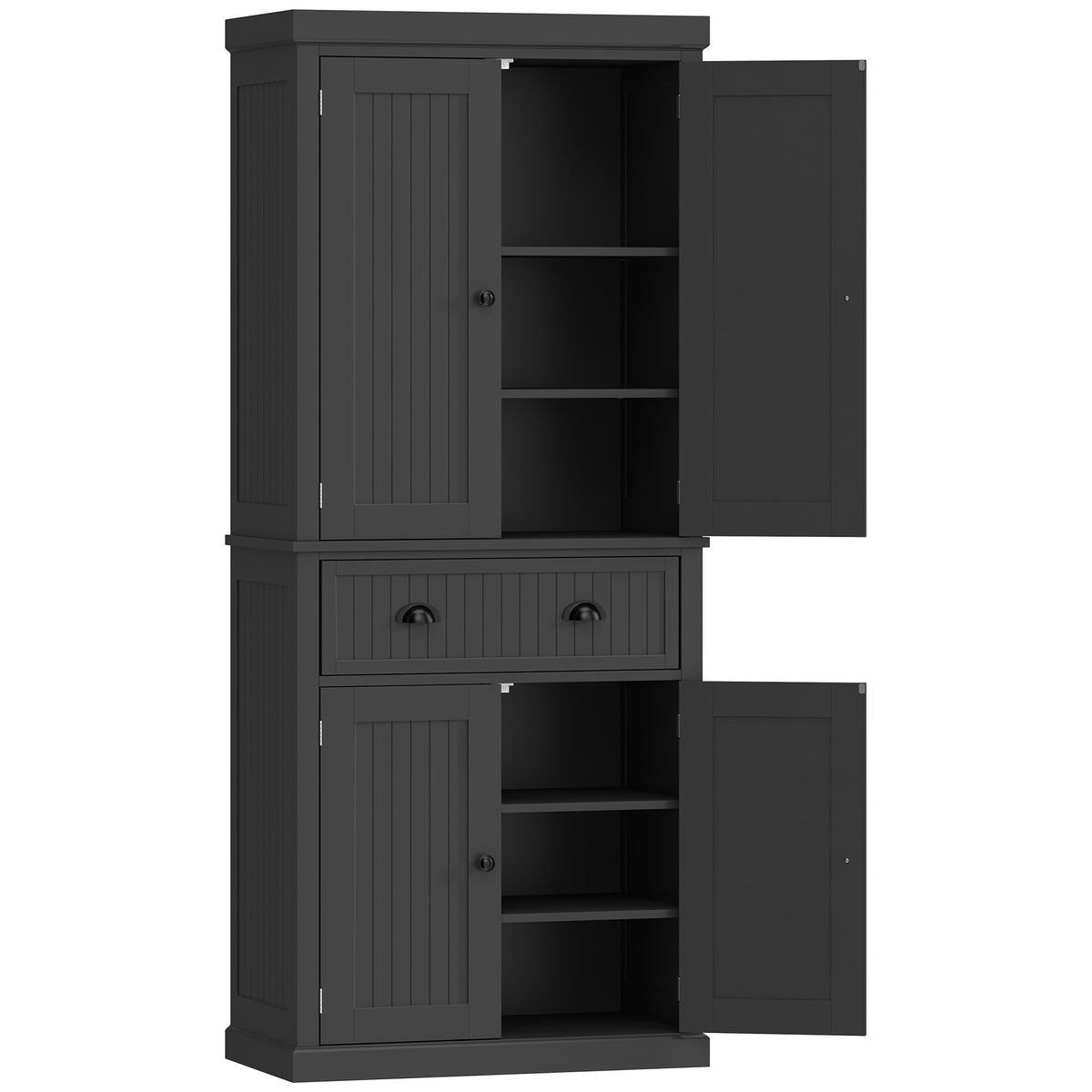 Buffet haut cuisine, armoire de cuisine avec 4 portes, tiroir et étagères réglables, 76,2 x 40,2 x 183 cm, noir-0