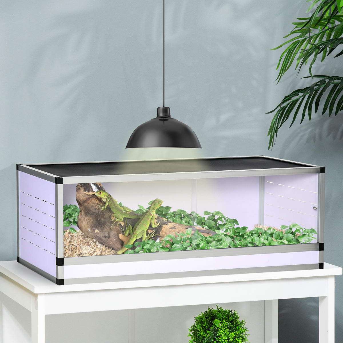 Terrarium en Aluminium Enclos en Maille pour Amphibiens Araignées et Reptiles 120 x 40 x 40 cm Blanc-9
