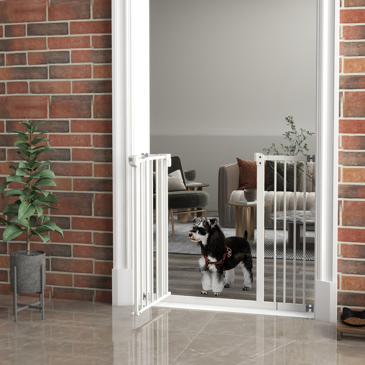 Barrière de sécurité animaux porte fermeture automatique système de double verrouillage sans perçage 1 extension blanc-9