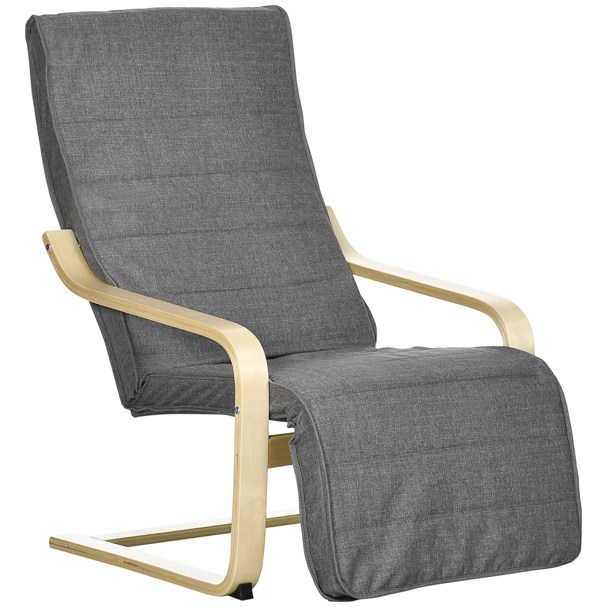 Fauteuil Luxe Confort et Relaxation avec Repose-Pied réglable déhoussable 94 x 66,5 x 100 cm cm Bois Massif Gris-0
