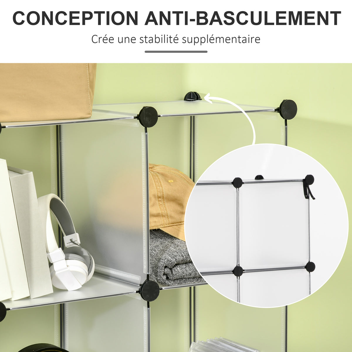 Meuble de rangement modulable, 16 cubes, meuble à chaussures, vêtements, livres, jouets, blanc-6