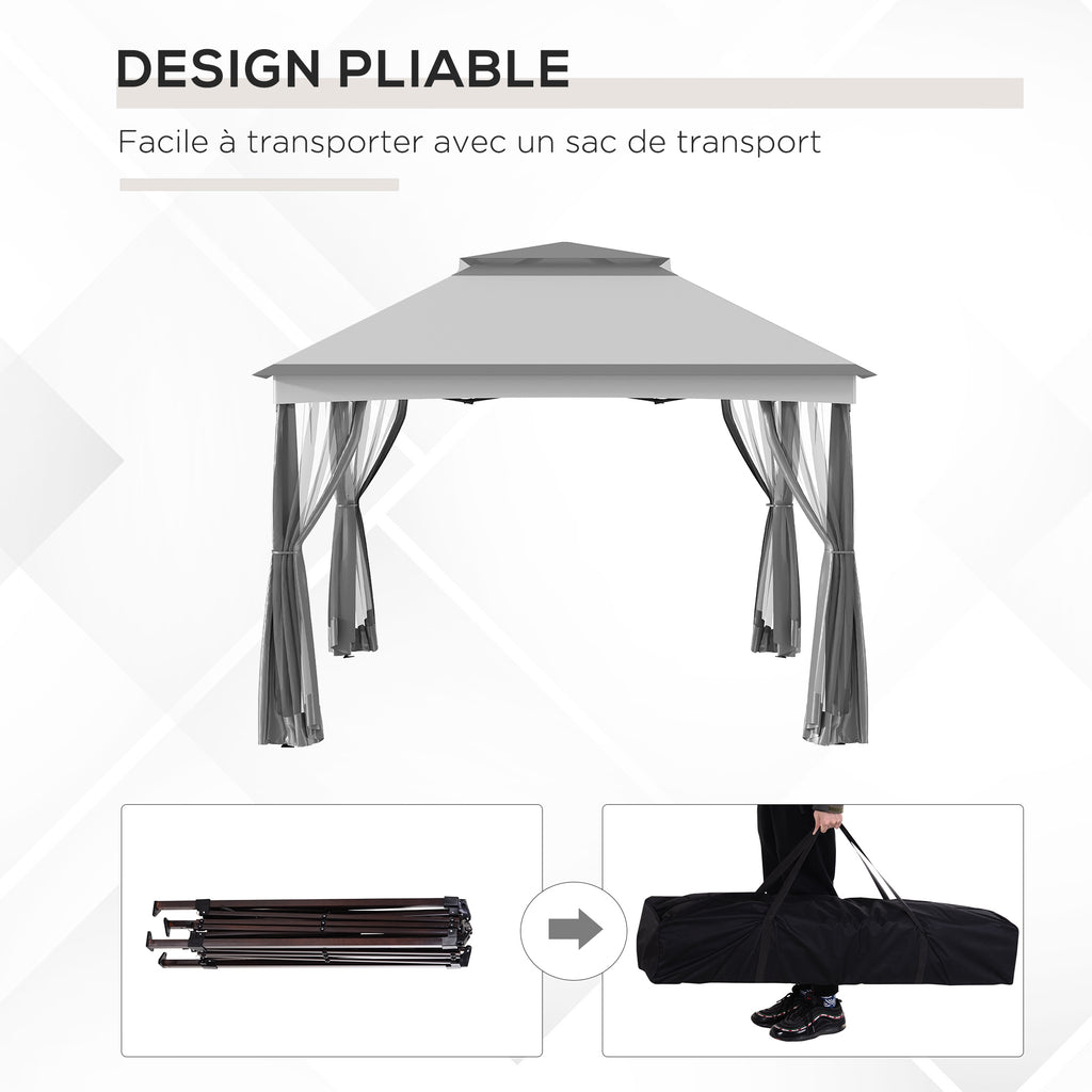 Tonnelle Barnum de Jardin Pop-up Pliant Acier Polyester imperméabilisé Anti UV moustiquaires + Sac de Transport-5