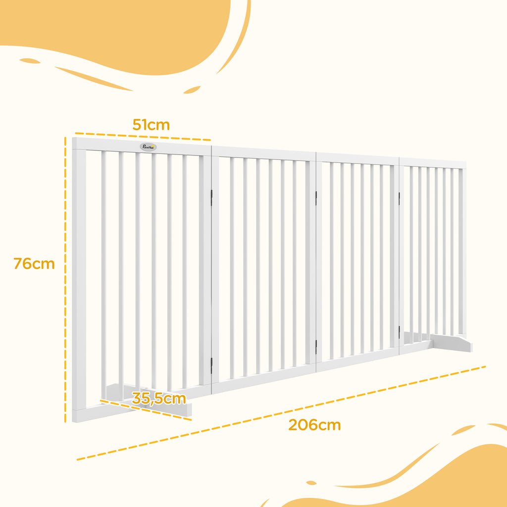 Barrière de sécurité modulable pliable pour animaux de compagnie avec pied de support, bois massif, 206 x 35,5 x 76 cm-2
