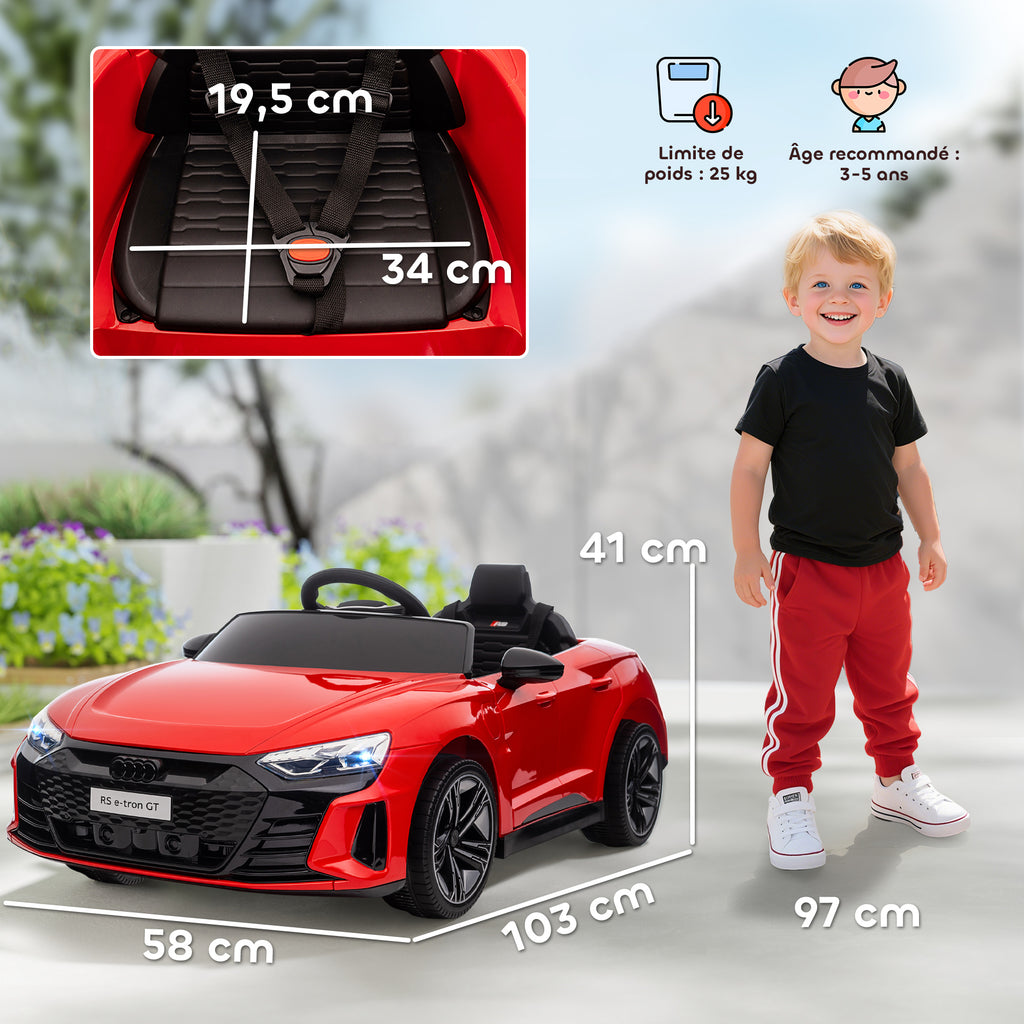 Voiture électrique enfant 12 V - véhicule électrique avec télécommande parentale fournie - V. Max. 5 Km/h - effets sonores, lumineux - Audi RS E-tron GT rouge-2