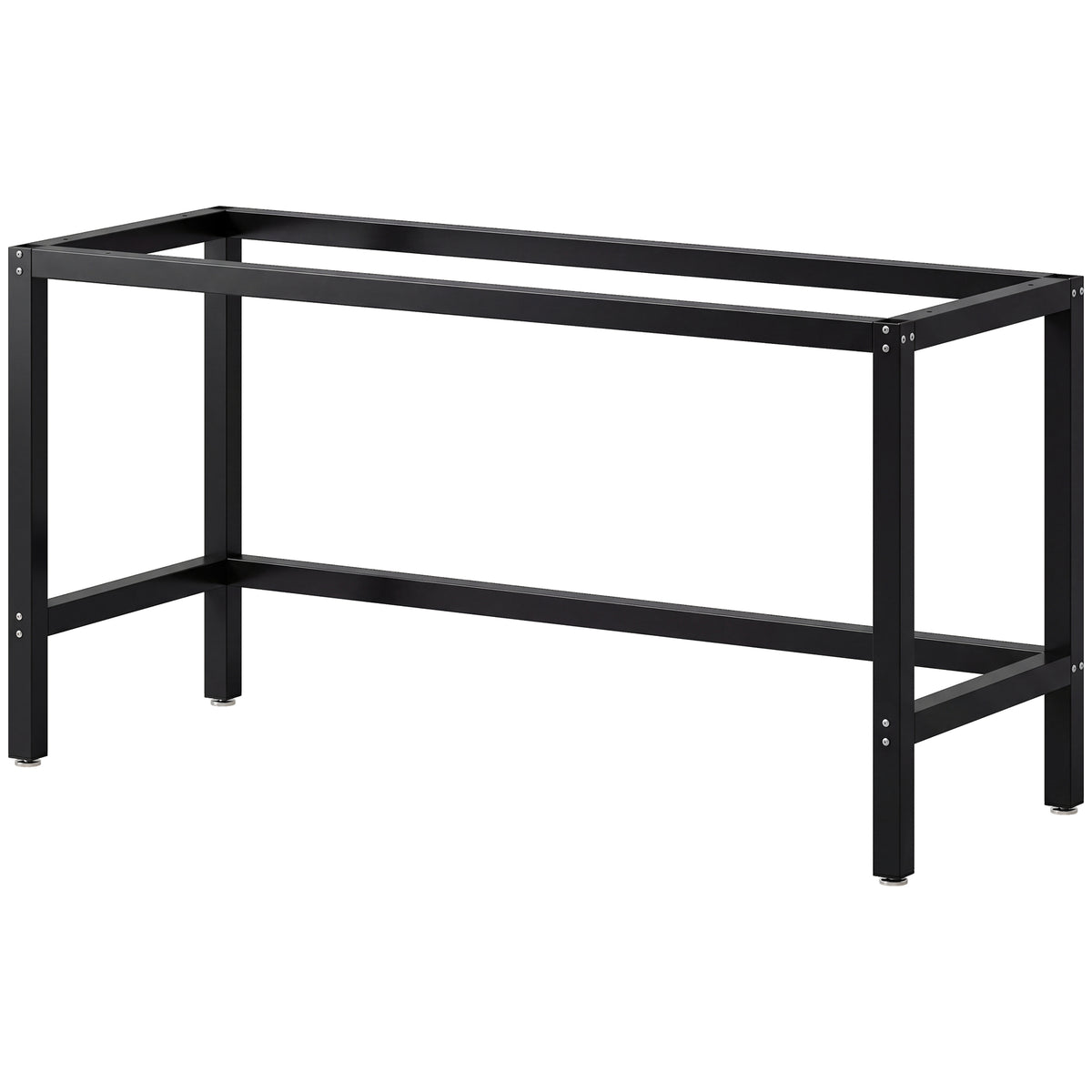 Pied de Table en Acier, Pied de Bureau Industriel avec Trous de Montage et Patins Réglables, 150 x 50 x 81,5 cm, Noir-0