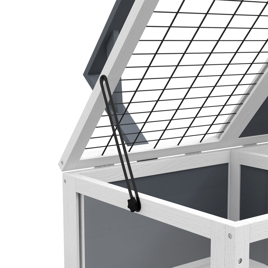 Maison enclos cage pour petit animal tortue avec 2 espaces support de lampe 81 x 48 x 31,5 cm gris-8