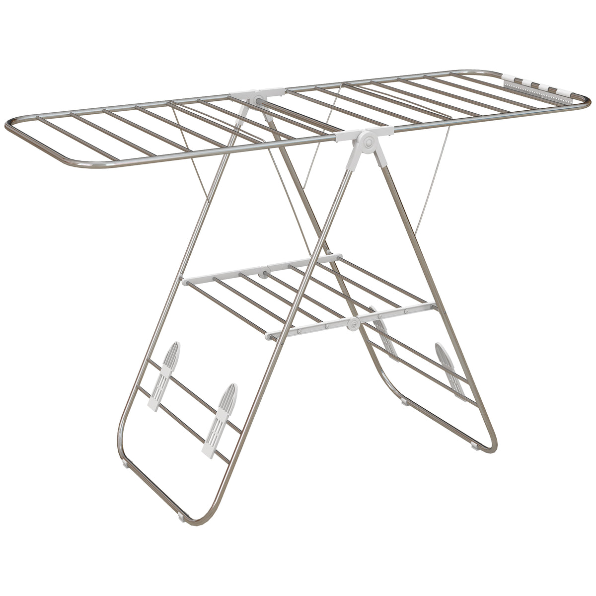 Séchoir à linge sur pieds pliable étendoir 2 niveaux ajustables dim. 148L x 60,5l x 98H cm-0
