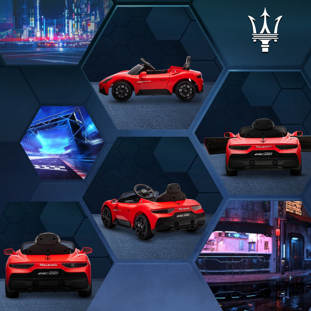 Voiture électrique pour enfants sous licence Maserati MC20 12V, Télécommande, LED, Musique et Klaxon, 3 à 6 Ans, rouge-7