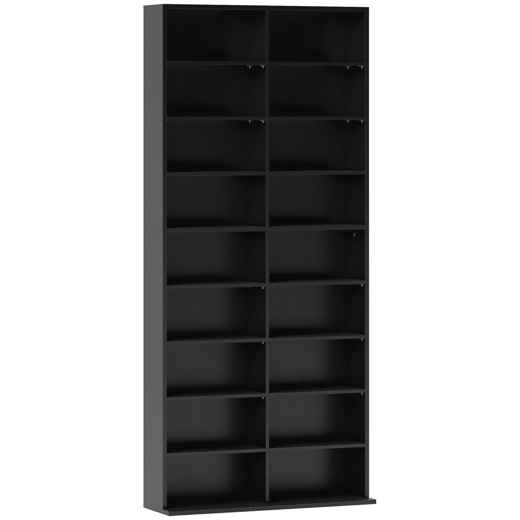 Rangements pour CD et DVD 18 compartiments capacité max. 640 CD/360 DVD 430 Blu-ray 78,5 x 24 x 175 cm noir-0