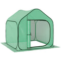 Mini serre pop-up petite serre légumes plante fleurs avec porte à fermeture éclair en PE 150 x 148 x 148 cm vert-0
