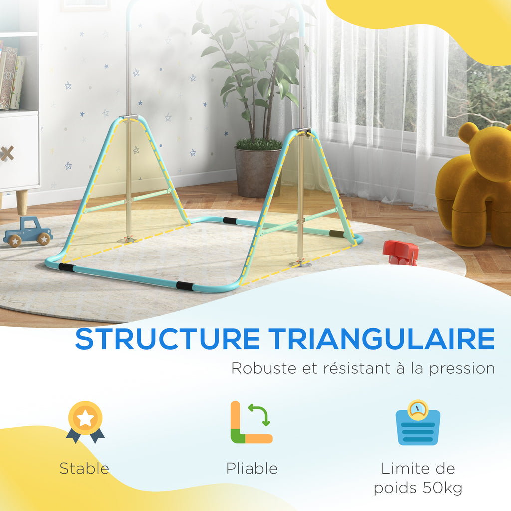 Barre fixe de gymnastique pour enfants pliante hauteur réglable de 88 à 128 cm vert-6