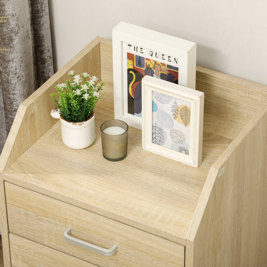 Caisson bureau rangement sur roulettes 4 tiroirs coulissants MDF et panneaux particules 40x36x65cm bois naturel-9