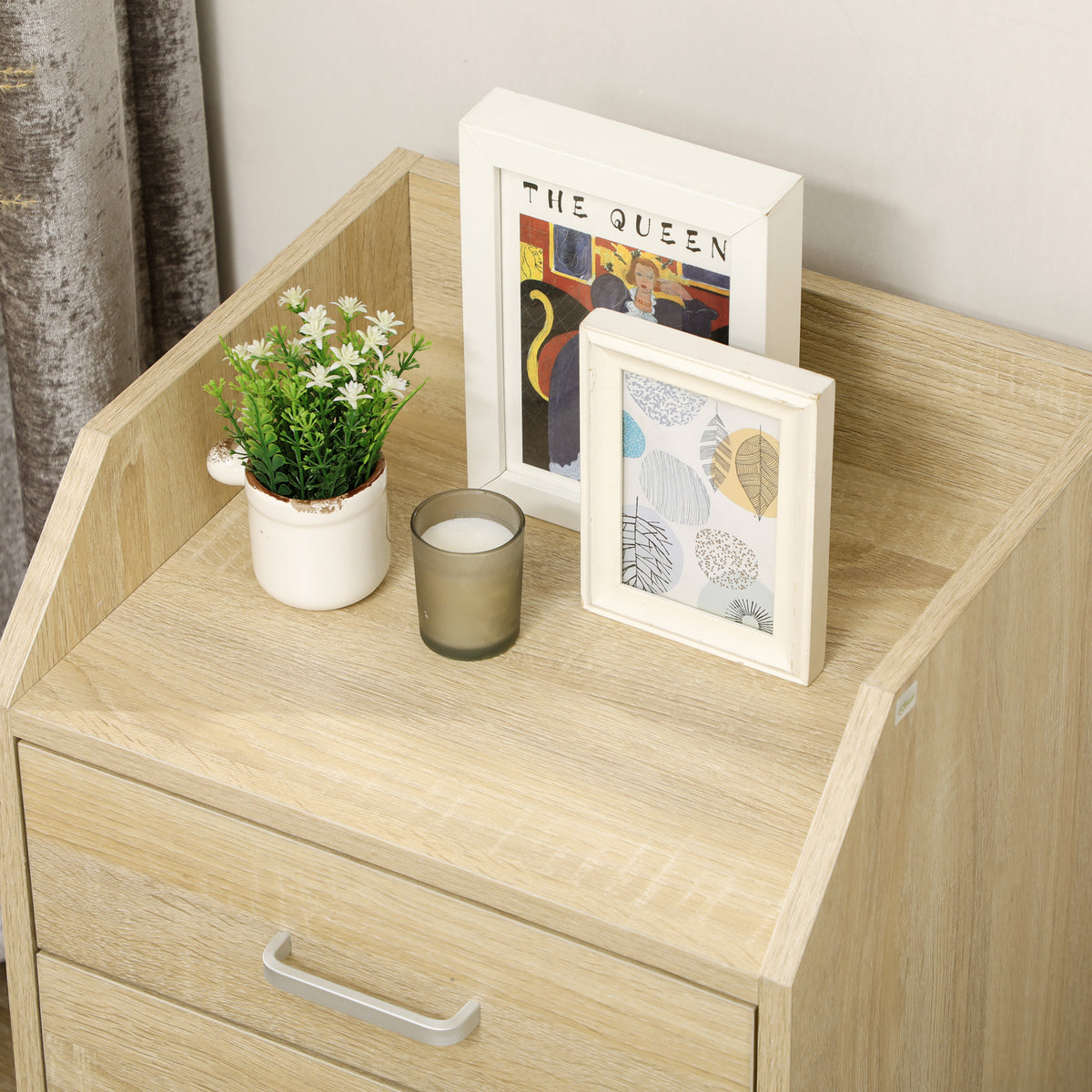 Caisson bureau rangement sur roulettes 4 tiroirs coulissants MDF et panneaux particules 40x36x65cm bois naturel-9