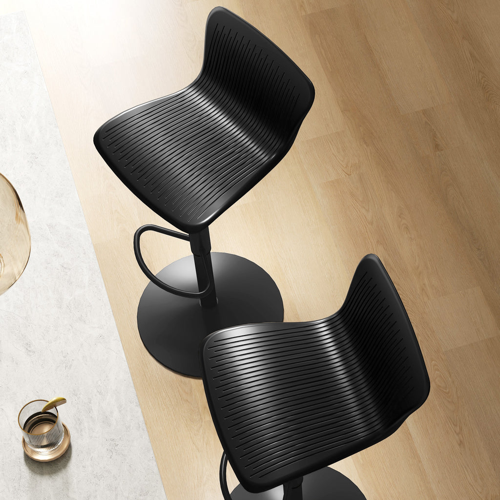 Lot de 2 tabourets de bar, chaises de bar réglable en hauteur, dossier et repose-pieds, 38,5x40x76,5-97,5cm, noir-7