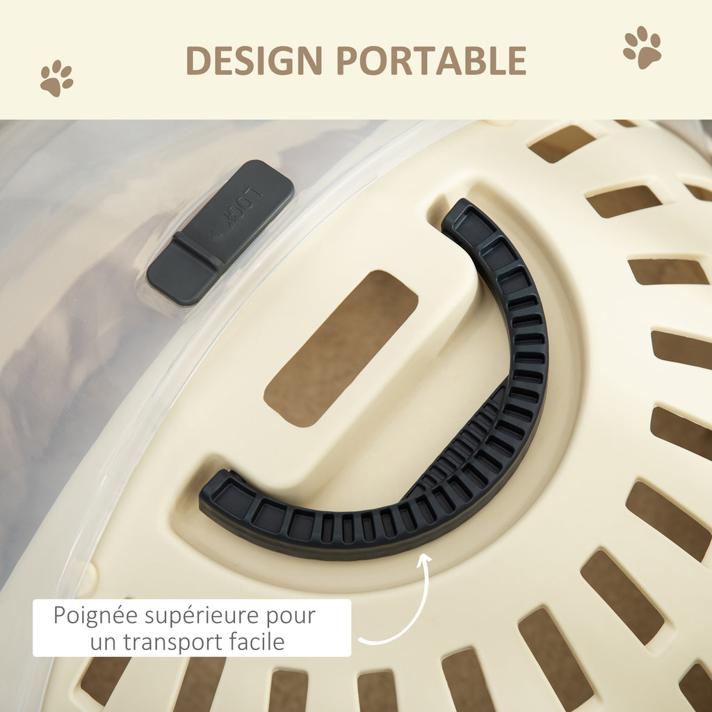 Caisse de transport niche pour chat maison pour chat portable panier lavable coussin amovible beige-4