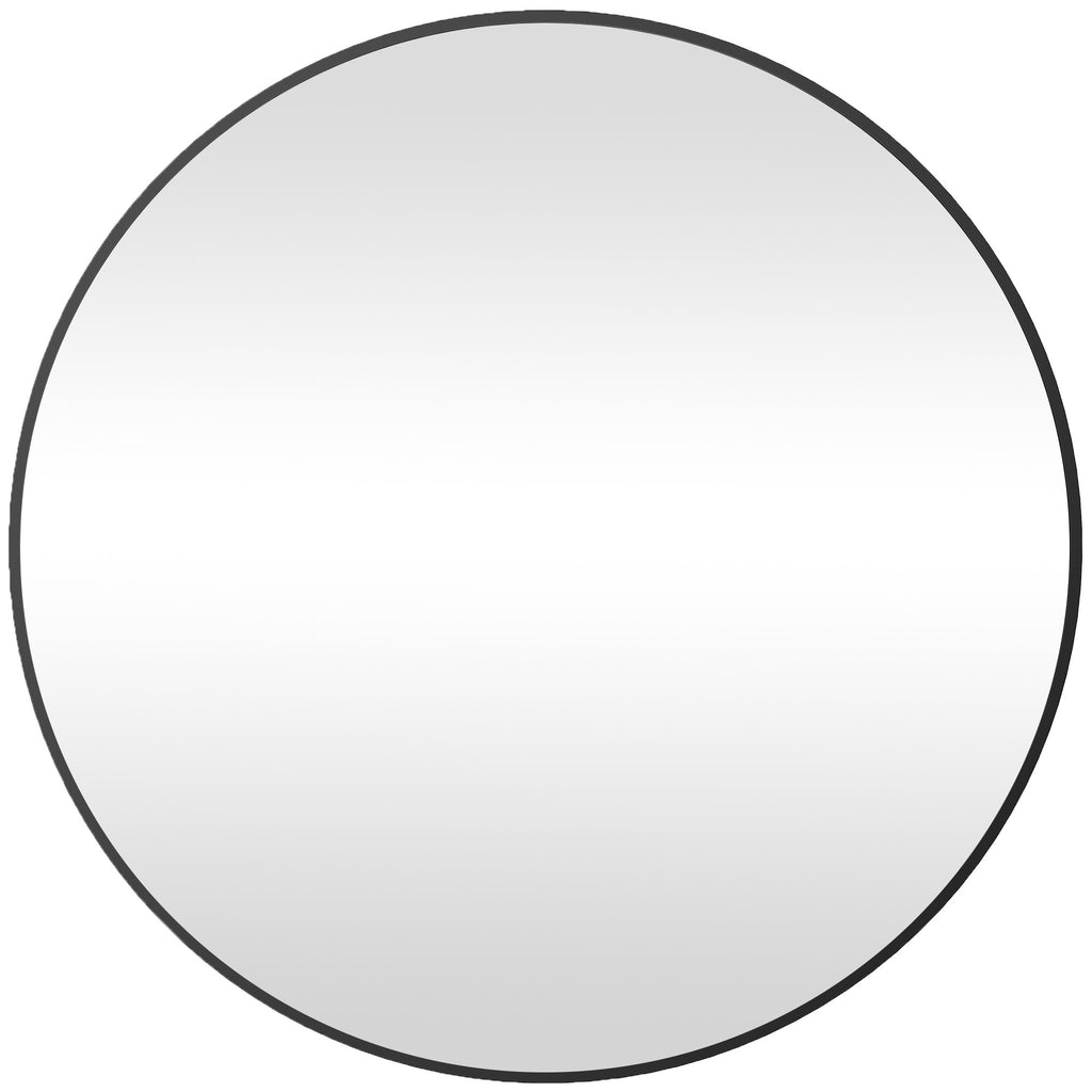 Miroir rond miroir salle de bain cadre en métal facile à installer, pour chambre, salon, entrée, Ø 70 x 2,5 cm noir-0