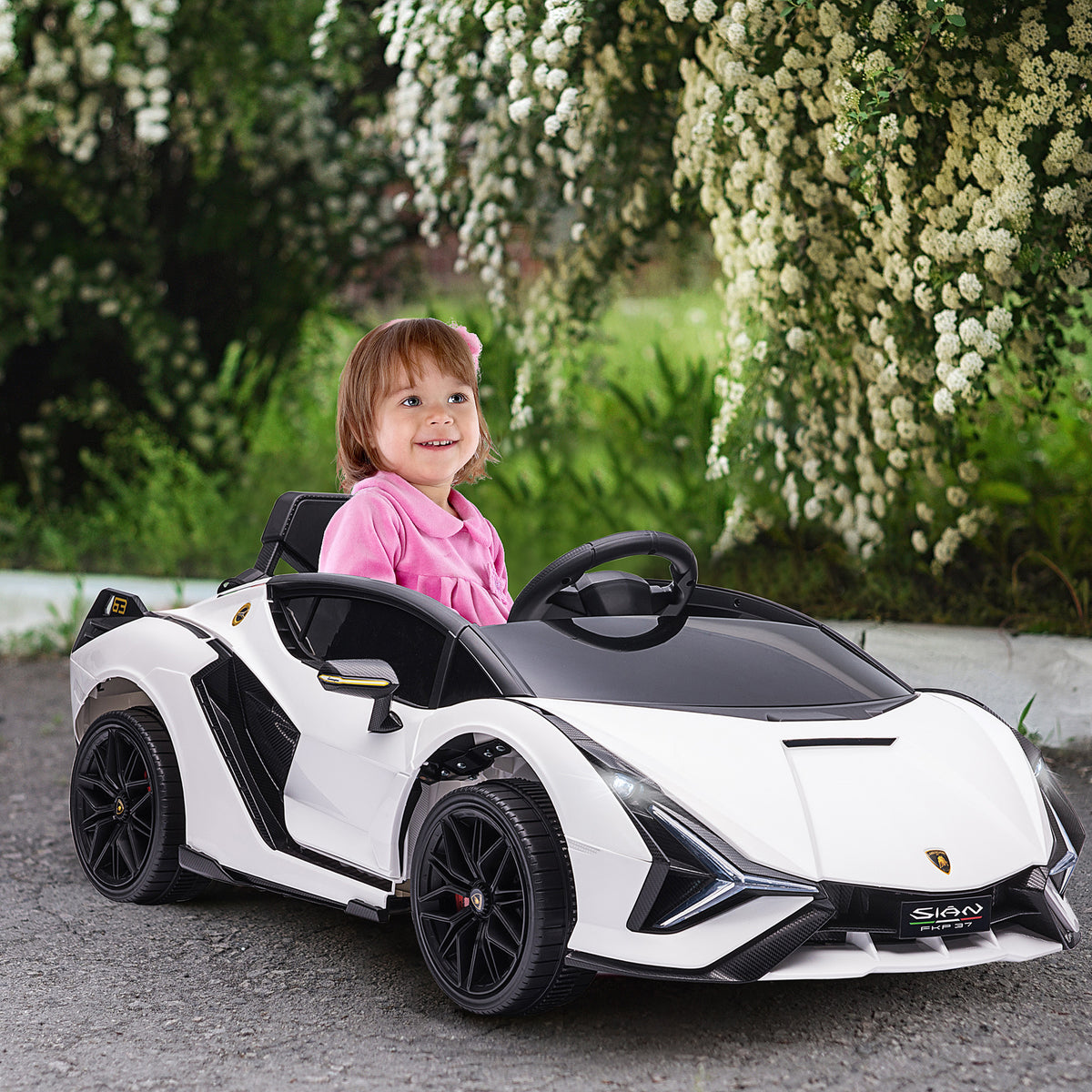 Voiture électrique Enfants de Sport Véhicule électrique Lamborghini Sian 12 V - V. Max. 5 Km/h avec Télécommande 2,4G Effets sonores + Lumineux Blanc-9