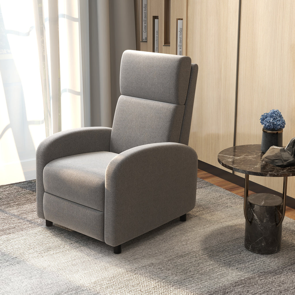 Fauteuil relax inclinable jusqu'à 160° manuellement avec repose-pieds intégré, charge max. 120kg, grand confort, gris-1