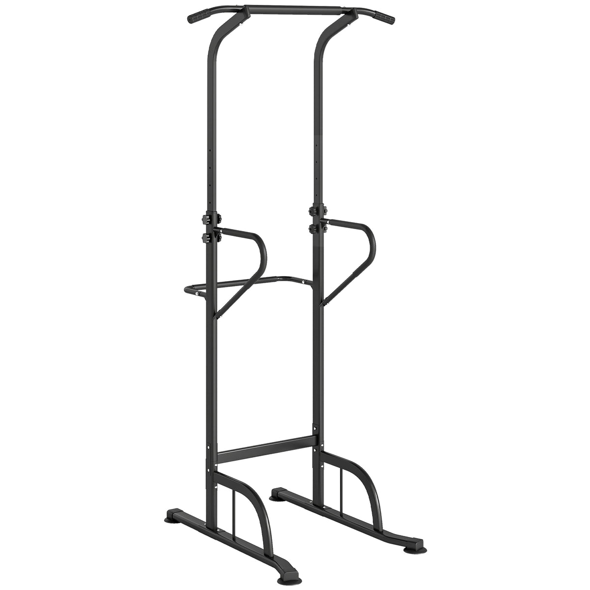 Power Tower Dip Station, Barre de traction, Barre de dips, Hauteur Réglable, Poignées en Forme U, 98x102x180-212cm, Noir-0