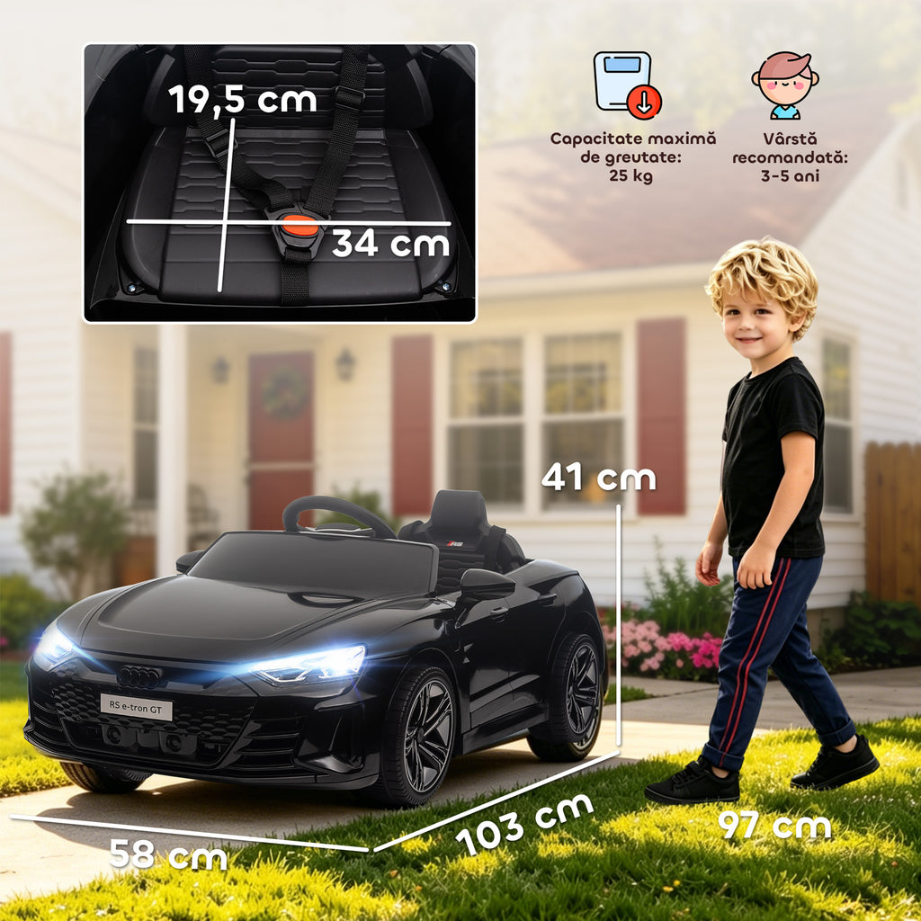 Voiture électrique enfant 12 V - véhicule électrique avec télécommande parentale fournie - V. Max. 5 Km/h - effets sonores, lumineux - Audi RS E-tron GT noir-2