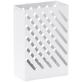 Porte-parapluie en acier rectangulaire, support pour parapluies avec 4 crochets et bac d'égouttement amovible, blanc-0