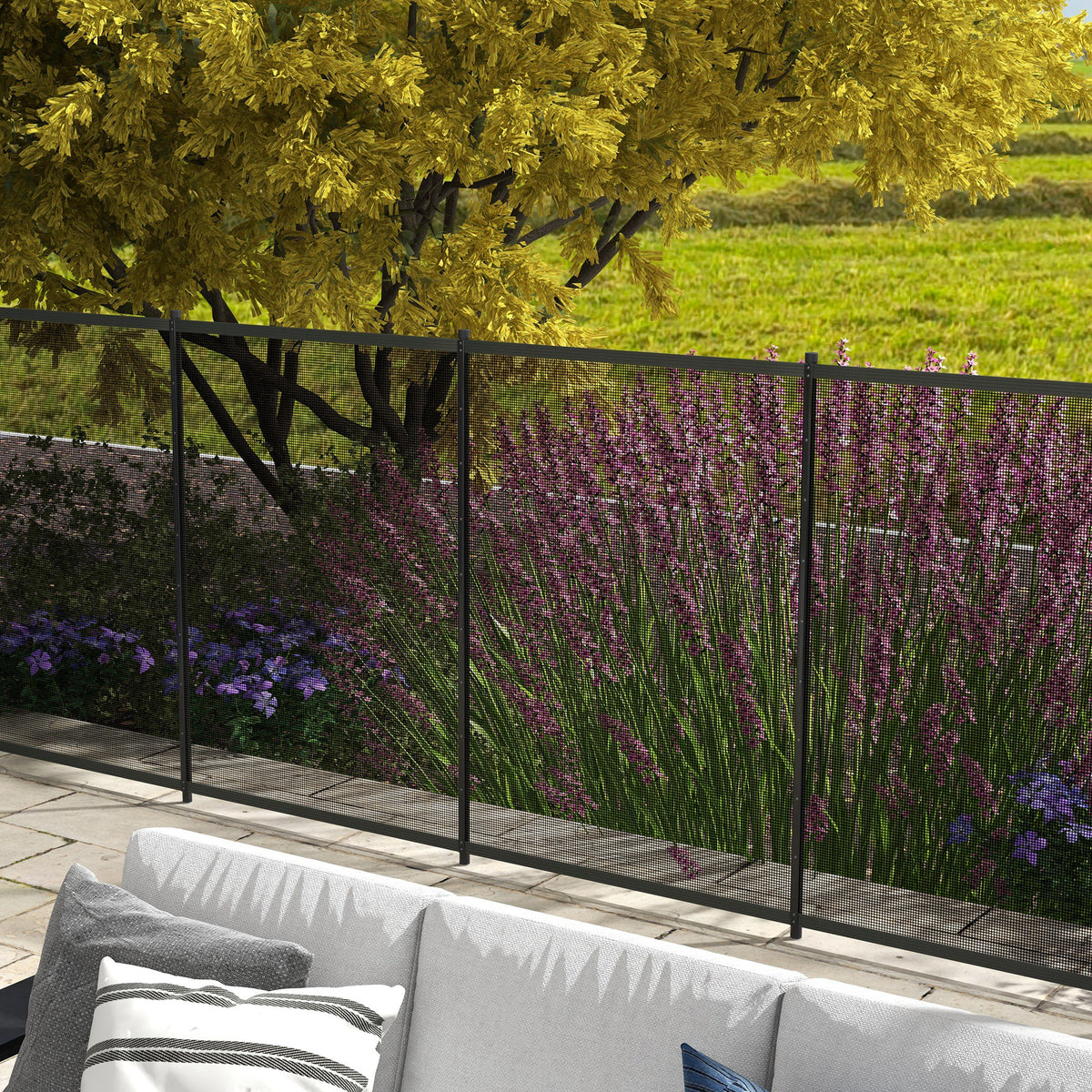 Clôture barrière de sécurité pour piscine filet - lot de 4 panneaux - Dim. 365L x 126H cm - noir-9