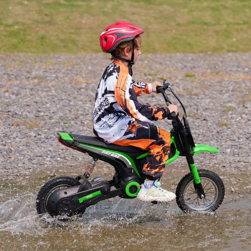 Moto cross électrique enfant moto électrique enfants moteur 350 W batterie 12V 8-16 km/h pneus gonflables 12'' vert-9
