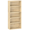 Bibliothèque étagère de rangement 5 niveaux avec étagères réglables pour salon, chambre, bureau, 60x24x133,5cm, naturel-0