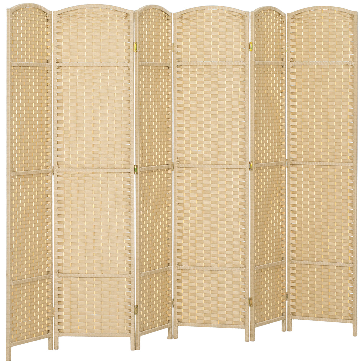 Paravent interieur en bois 6 panneaux 240 x 170 cm séparateur de pièce pliable pour salon, chambre à coucher, naturel-0