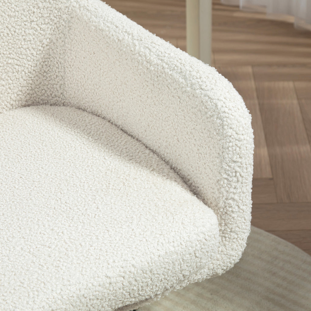 Chaise de bureau fauteuil de bureau avec roulettes hauteur réglable assise pivotante à 360° 60 x 61 x 79-88 cm crème-6