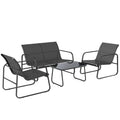 Salon de jardin 4 pièces avec canapé, fauteuils et table basse, gris foncé et noir-0