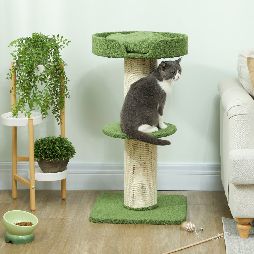 Arbre à Chat avec Griffoir, Centre d'Activités, Plateformes, Coussin, 45 x 45 x 91 cm, Vert et Beige-8