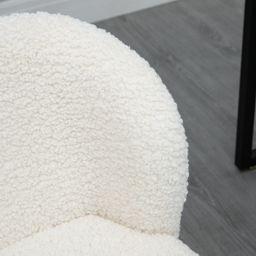 Chaise de bureau sans accoudoir en toison d'agneau hauteur réglable pivotant à 360 ° charge max. 120 Kg blanc-7