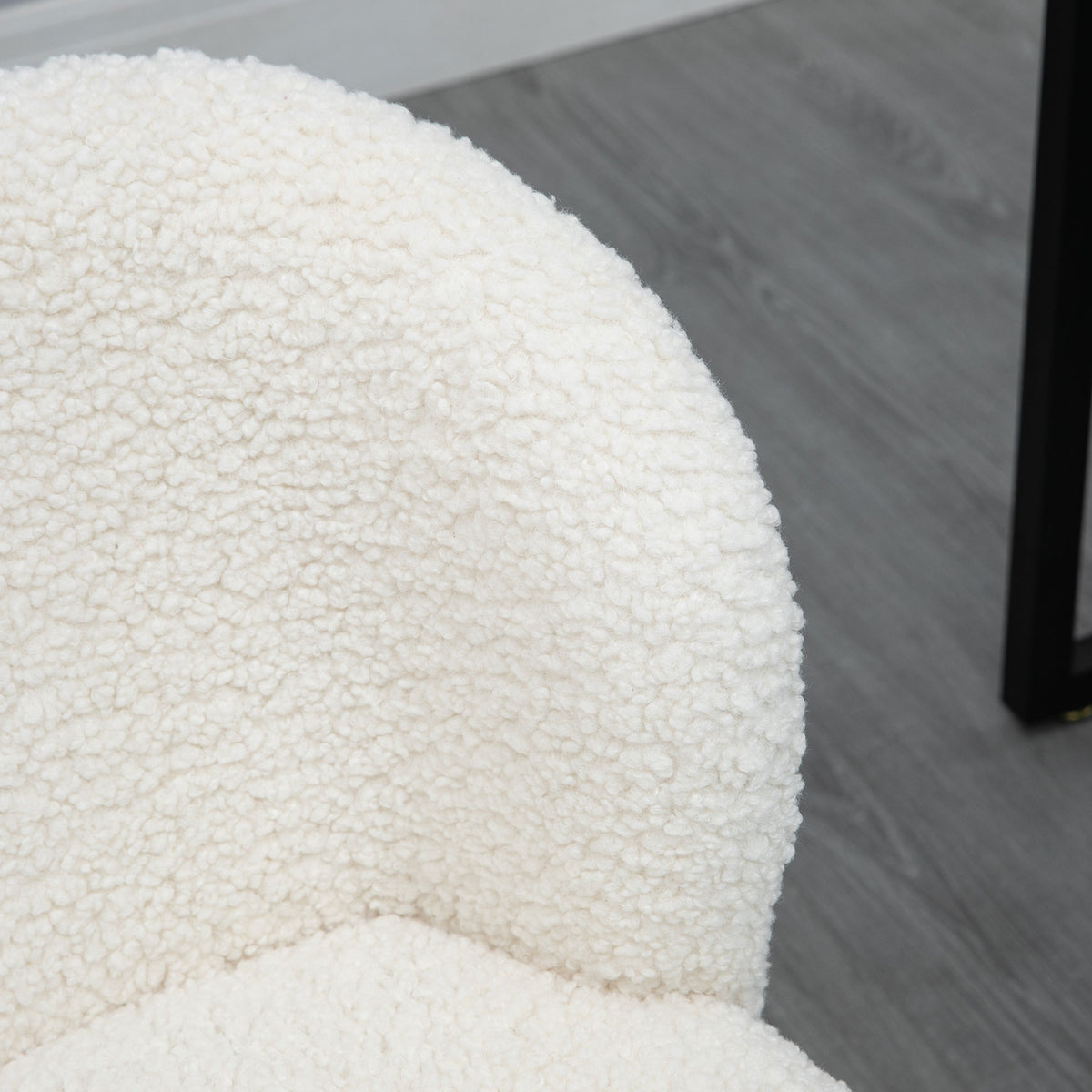 Chaise de bureau sans accoudoir en toison d'agneau hauteur réglable pivotant à 360 ° charge max. 120 Kg blanc-7