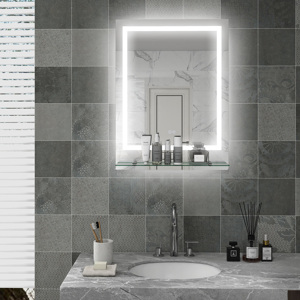 Miroir rectangulaire mural lumineux LED de salle de bain 80 x 60 cm-1